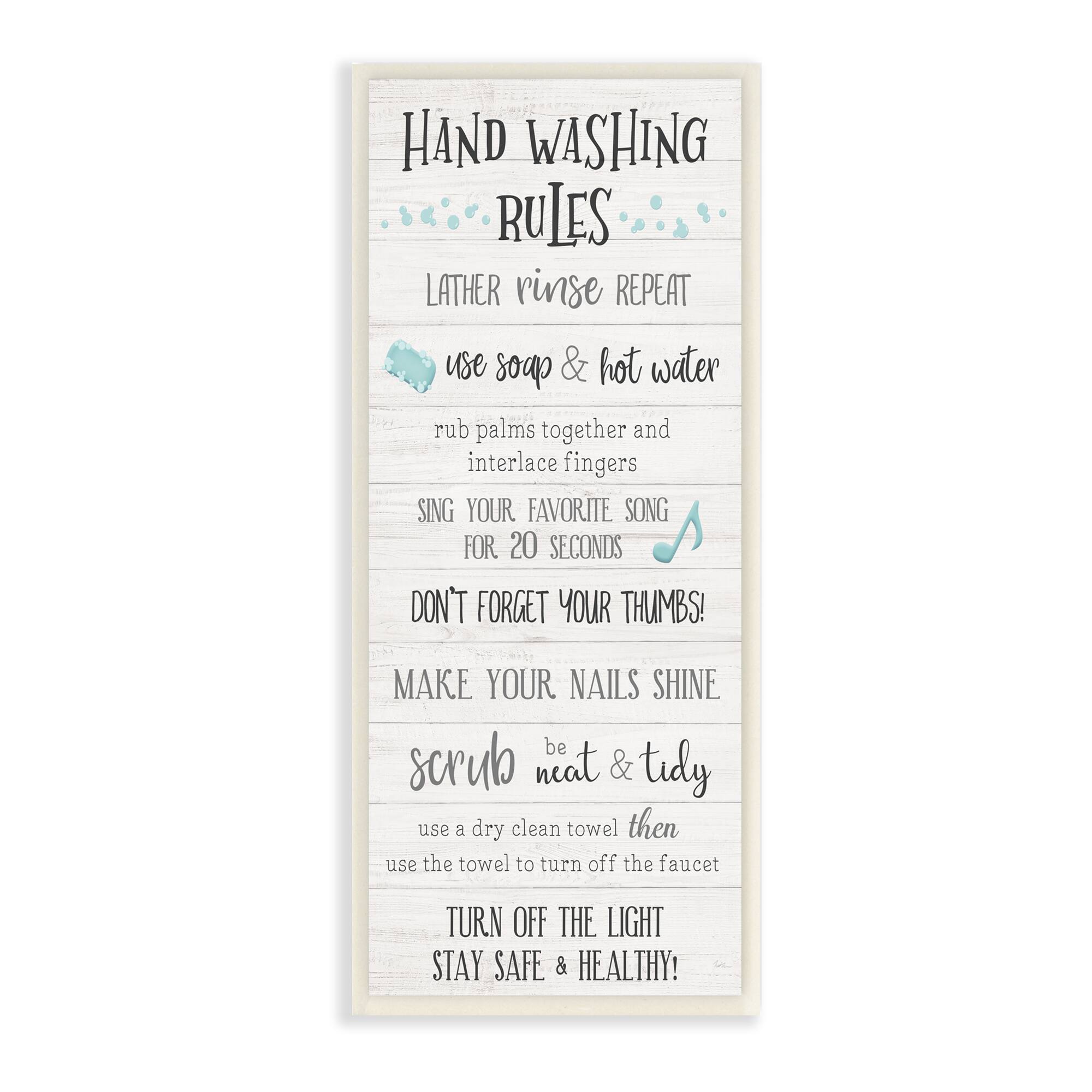 Stupell Industries Hand Washing Rules Bathroom Guide Positive Hygiene,7" x 17"